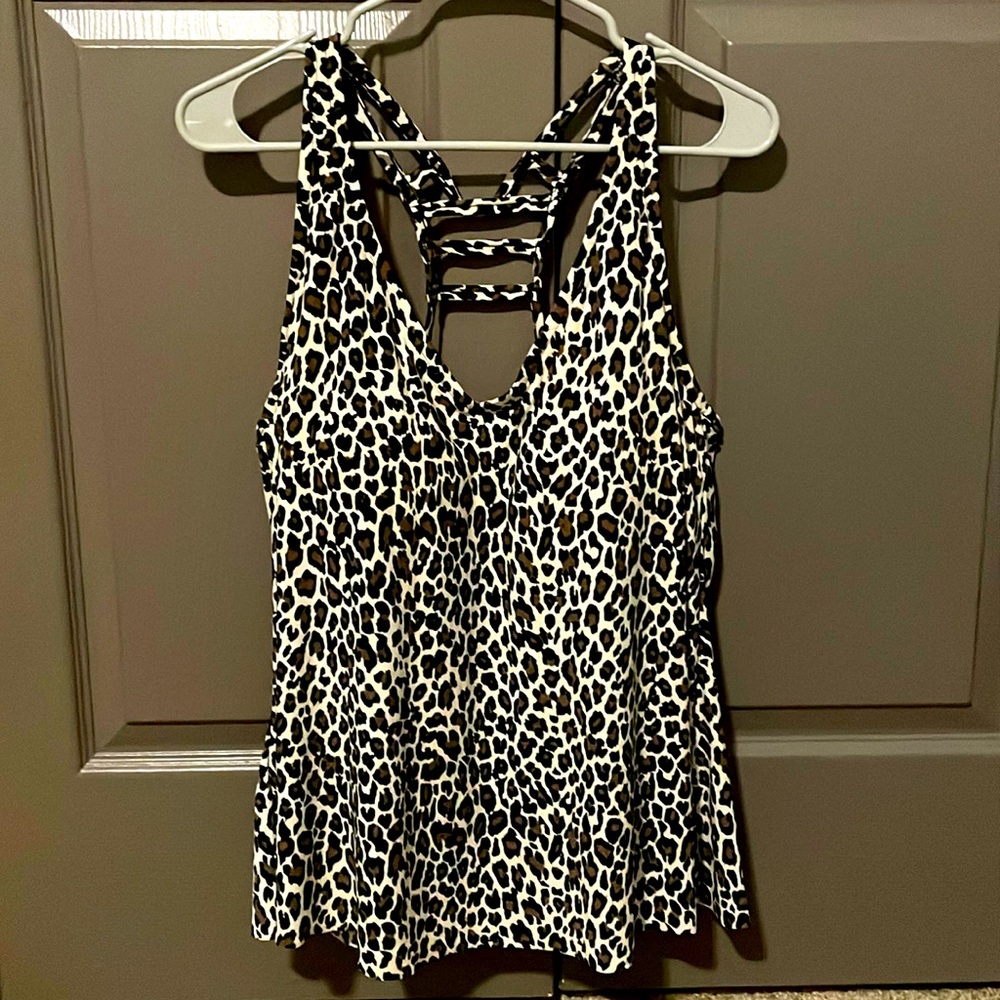Aqua green leopard tankini top